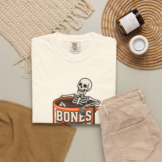 Bones Coffee T-Shirt — Skeleton in Coffee Cup Vintage Graphic Tee