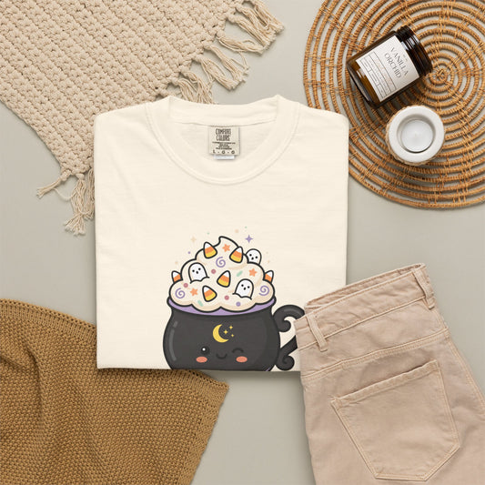 Kawaii Witch Cauldron Tee — Cute Marshmallow Potion T-Shirt