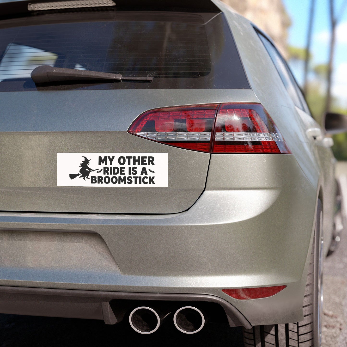 Car Magnet — "My Other Ride Is a Broomstick" Halloween Witch Bumper Sticker