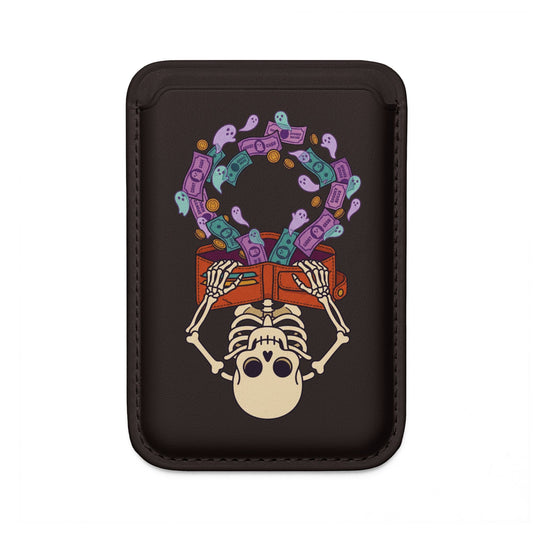 MagSafe Vegan Wallet — Skeleton & Money Illustration Card Holder