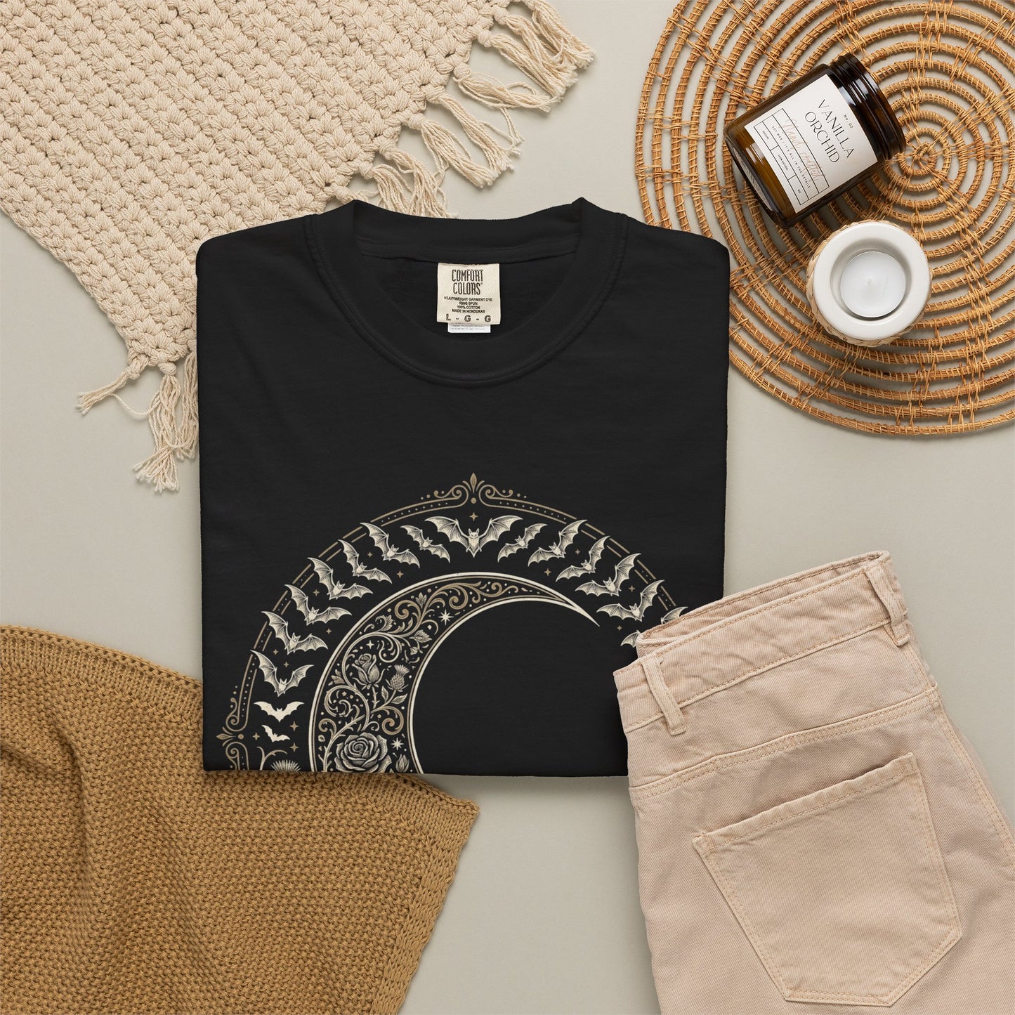 Floral Crescent Moon T-Shirt | Boho Celestial Vintage Graphic Tee