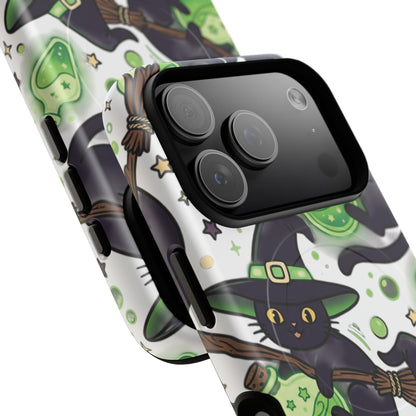 Witch Cat Phone Case — Cute Black Cat Witch Pattern Magnetic Tough Case