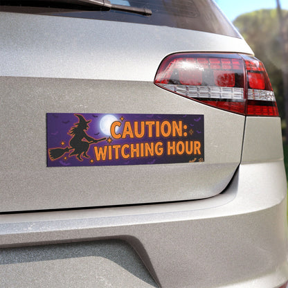 Halloween Car Magnet — "Caution: Witching Hour" Bumper Sticker-Style