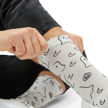 Ghost and Moon Pattern Socks | Sublimation Printed Socks