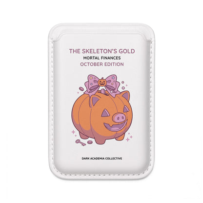 Magsafe Vegan Wallet — "The Skelton's Gold: Mortal Finances October Edition" Pumpkin Design