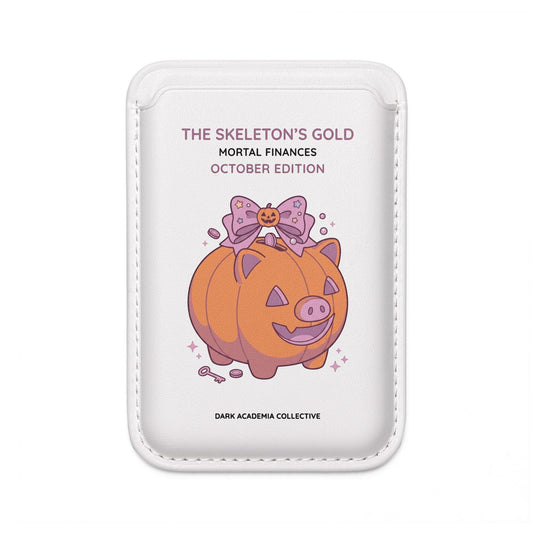 Magsafe Vegan Wallet — "The Skelton's Gold: Mortal Finances October Edition" Pumpkin Design