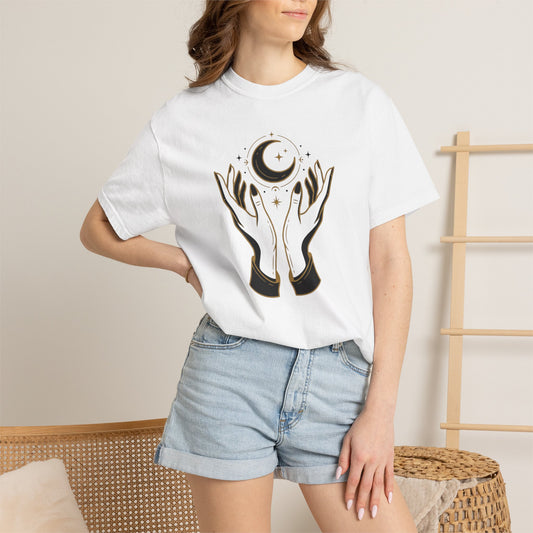 Mystic Moon Hands T-Shirt — Celestial Moon Phase Graphic Tee