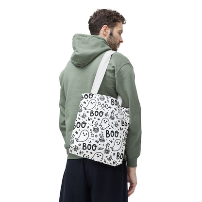 Cute Ghost Pattern Tote | Boo Doodle Halloween Tote Bag