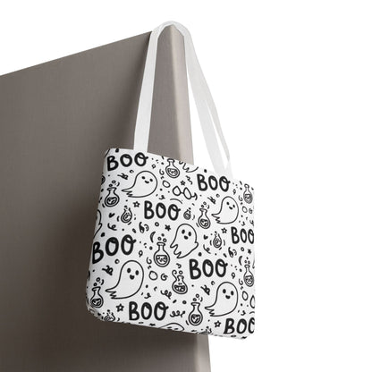 Cute Ghost Pattern Tote | Boo Doodle Halloween Tote Bag