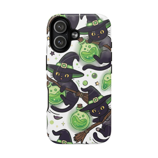 Witch Cat Phone Case — Cute Black Cat Witch Pattern Magnetic Tough Case