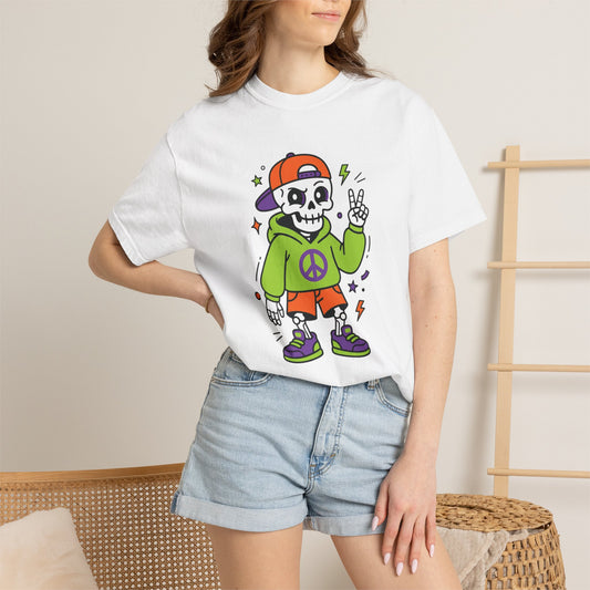 Skull Peace Hoodie T-Shirt — Cute Skull Peace Sign Graphic Tee for Teens & Streetwear