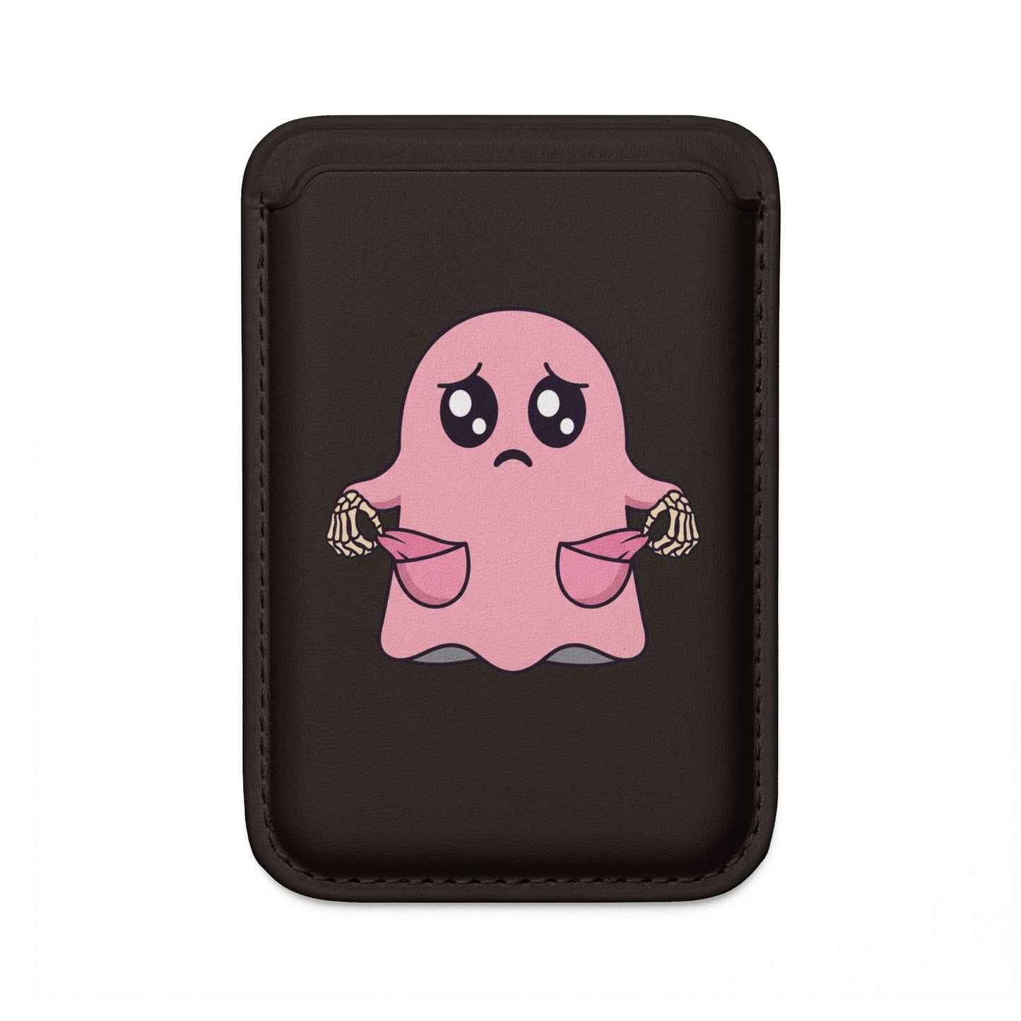 Magsafe Vegan Wallet — Sad Pink Ghost With Empty Pockets Card Holder