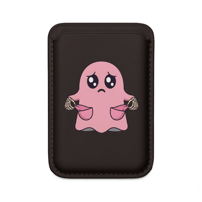 Magsafe Vegan Wallet — Sad Pink Ghost With Empty Pockets Card Holder
