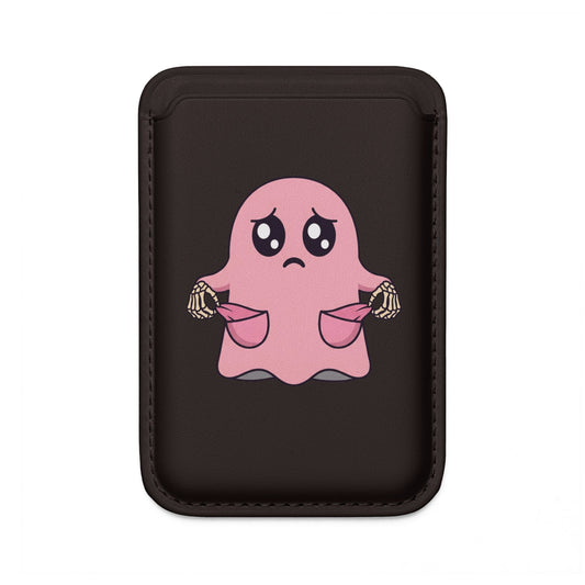 Magsafe Vegan Wallet — Sad Pink Ghost With Empty Pockets Card Holder