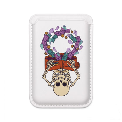 MagSafe Vegan Wallet — Skeleton & Money Illustration Card Holder