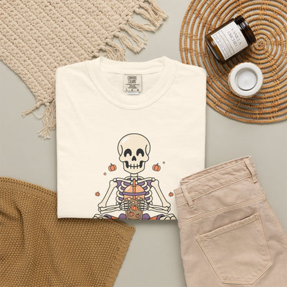 Skeleton Meditation T-Shirt — Zen Skelton Yoga Tee for Spiritual & Halloween Vibes