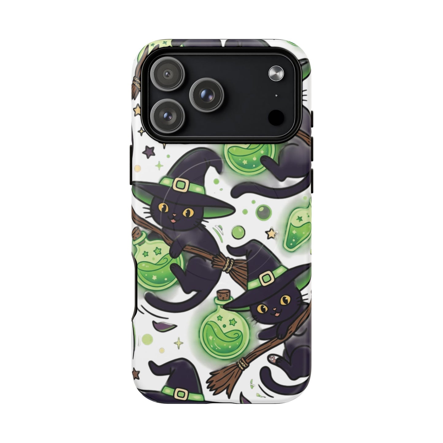 Witch Cat Phone Case — Cute Black Cat Witch Pattern Magnetic Tough Case