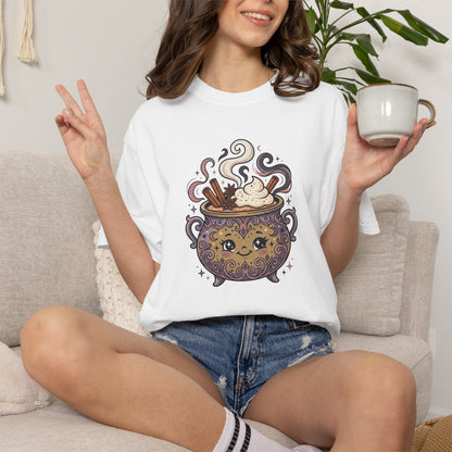 Kawaii Cauldron with Potion Steam T-shirt | Cute Witchy Magic Tee