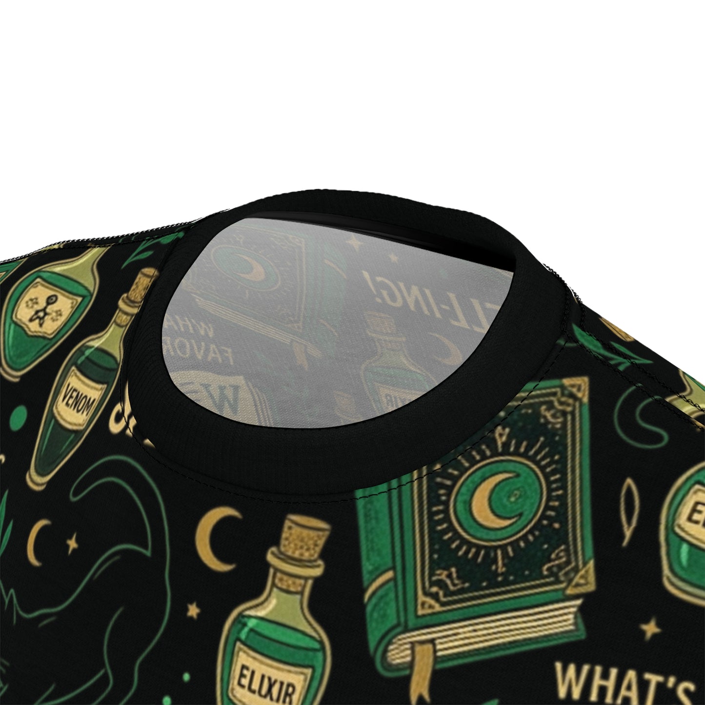 Witchy Spellbook Pattern Tee — Magic Potion Cauldron All-Over Print