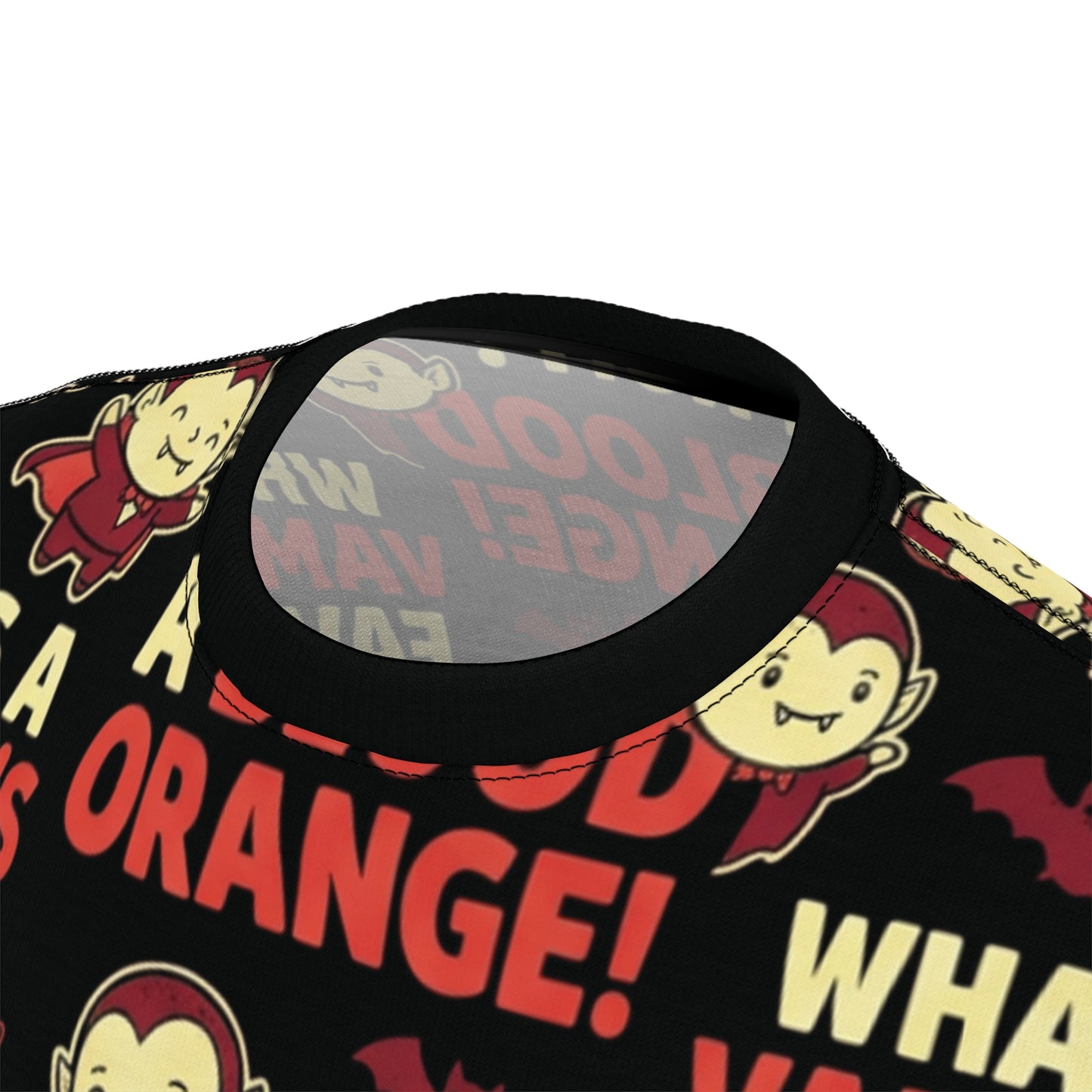 Vampire Joke Allover Tee — "A Blood Orange" Halloween Graphic Shirt