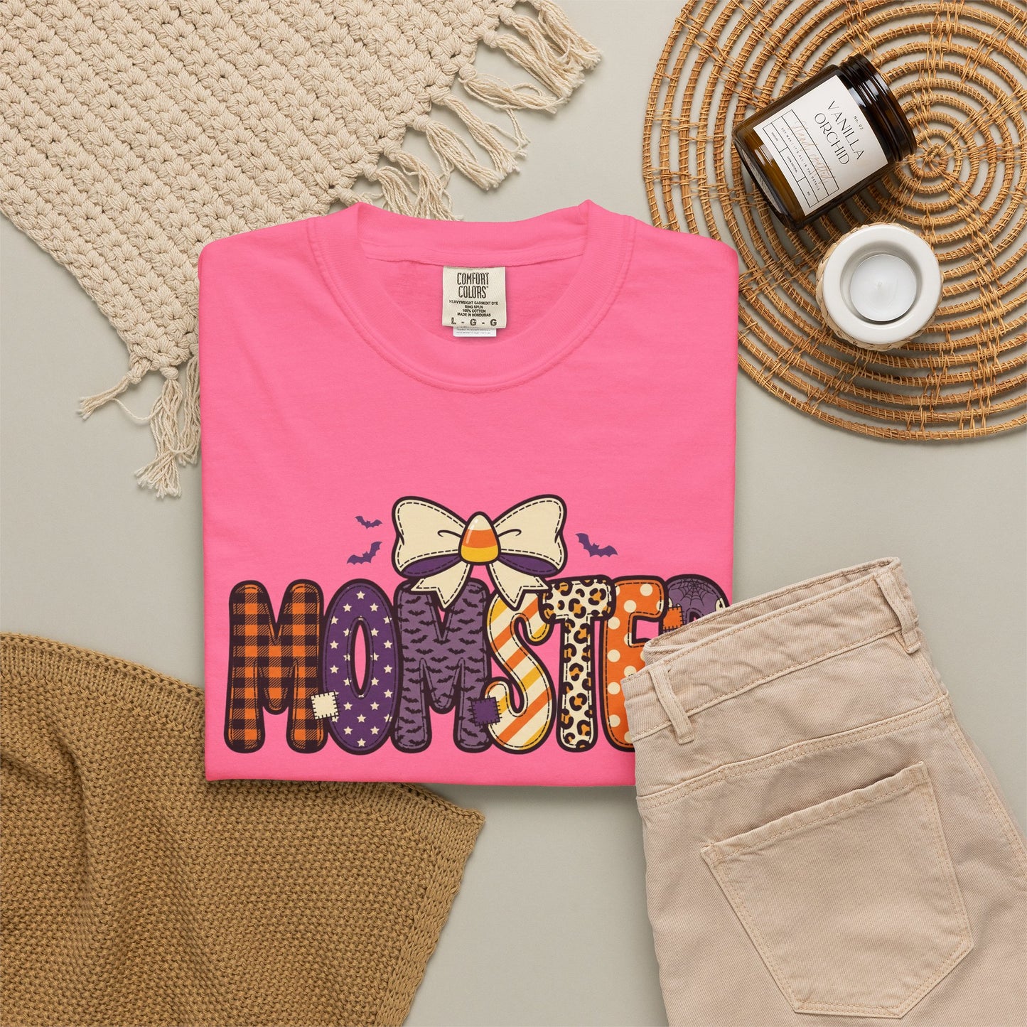 Momster Halloween Monster Mom T-shirt | Cute Bow Pumpkin Pattern