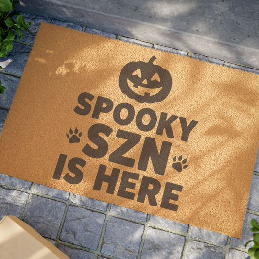 Spooky SZN Is Here Doormat — Halloween Pumpkin Welcome Mat