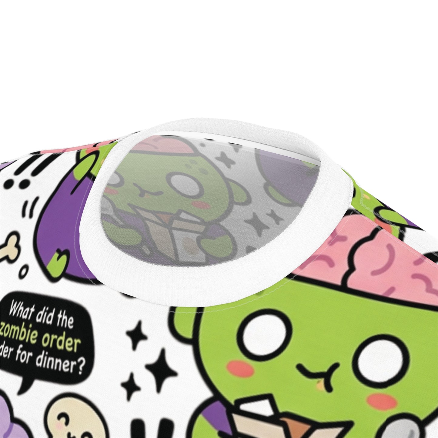 Zombie Snack Pattern Tee — Cute Kawaii Zombie All-Over Print T-Shirt