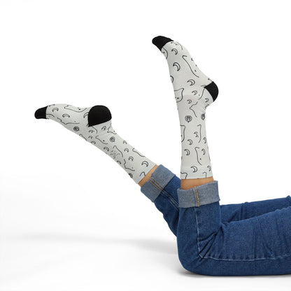 Ghost and Moon Pattern Socks | Sublimation Printed Socks