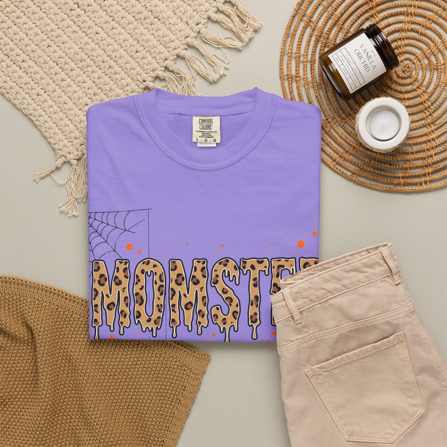 Momster Leopard Print Halloween T-Shirt | Spiderwebs & Spiders