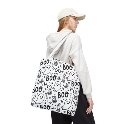 Cute Ghost Pattern Tote | Boo Doodle Halloween Tote Bag