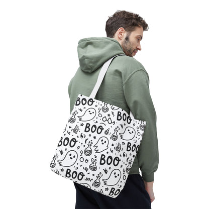 Cute Ghost Pattern Tote | Boo Doodle Halloween Tote Bag