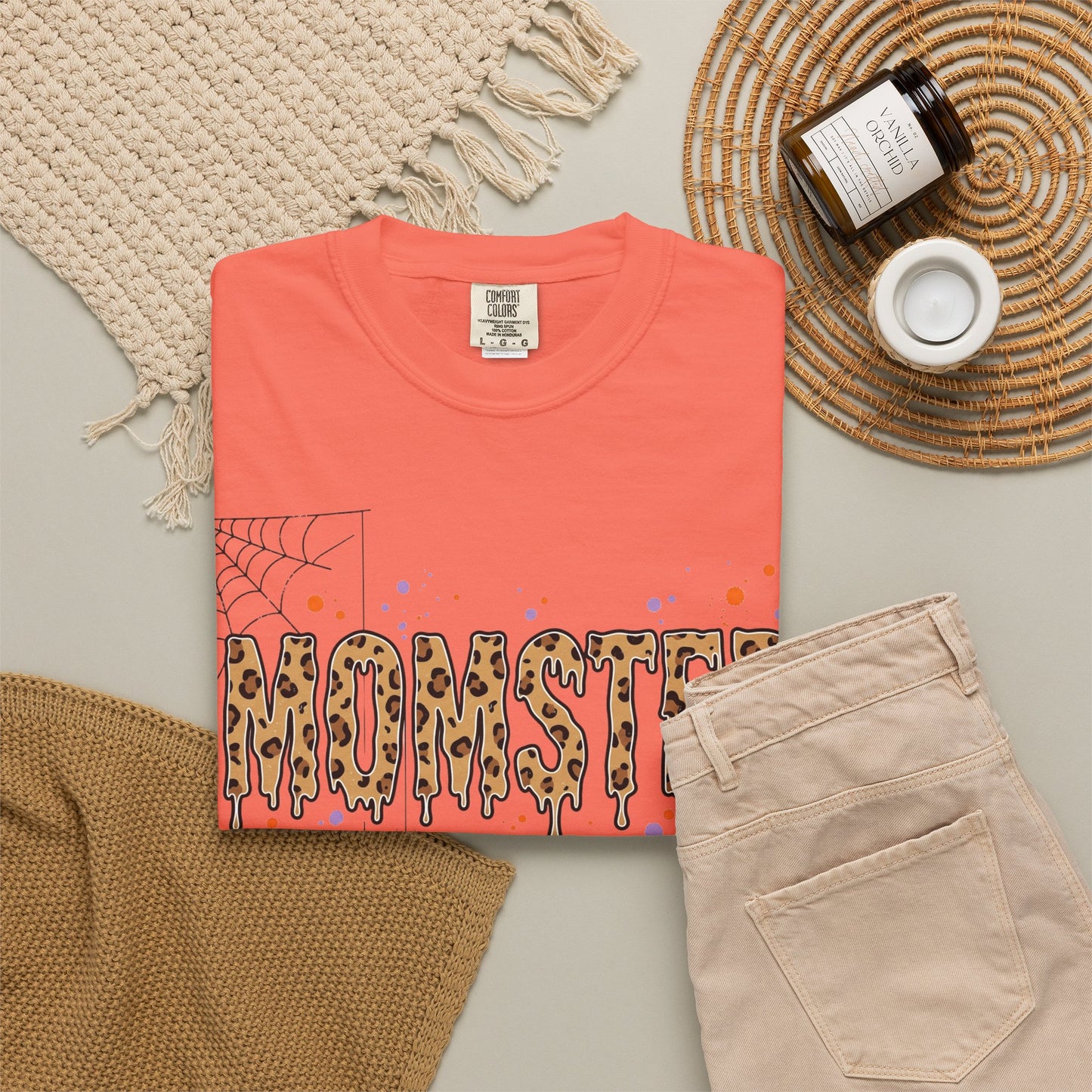 Momster Leopard Print Halloween T-Shirt | Spiderwebs & Spiders