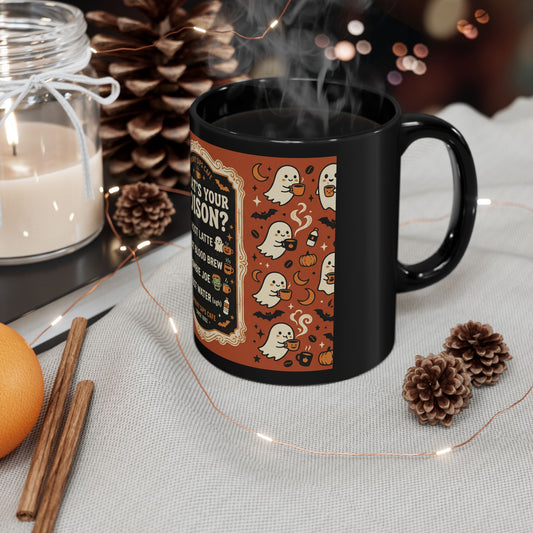 What's Your Poison? Halloween Ghosts Mug | Black Ceramic Coffee Cup