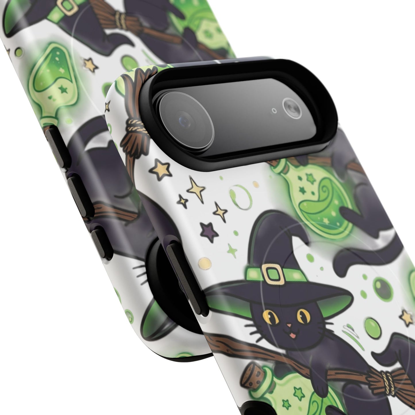 Witch Cat Phone Case — Cute Black Cat Witch Pattern Magnetic Tough Case