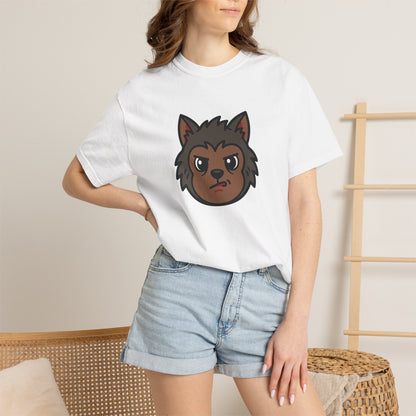 Werewolf Emoji T-Shirt — Cute Cartoon Wolf Face Graphic Tee