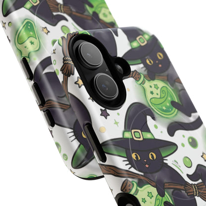 Witch Cat Phone Case — Cute Black Cat Witch Pattern Magnetic Tough Case