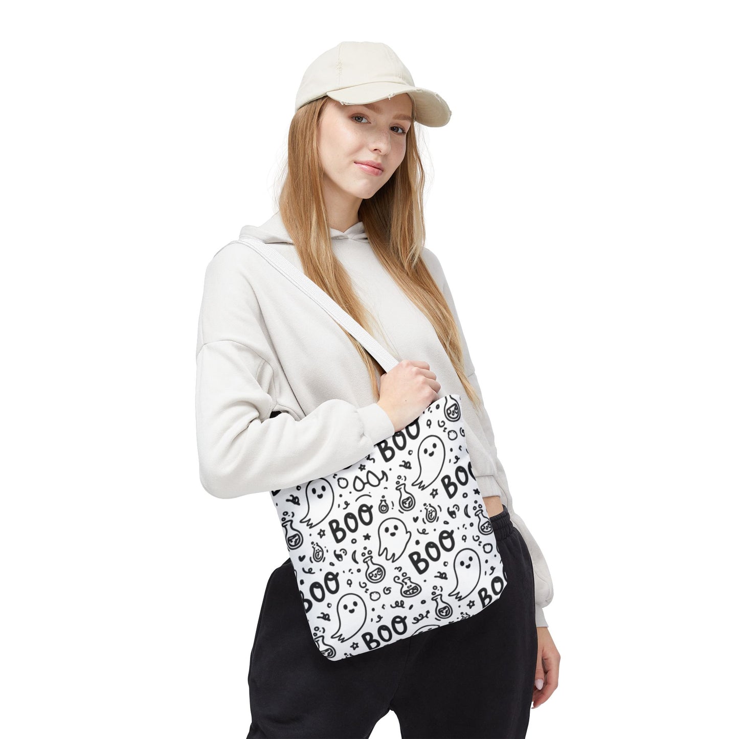 Cute Ghost Pattern Tote | Boo Doodle Halloween Tote Bag