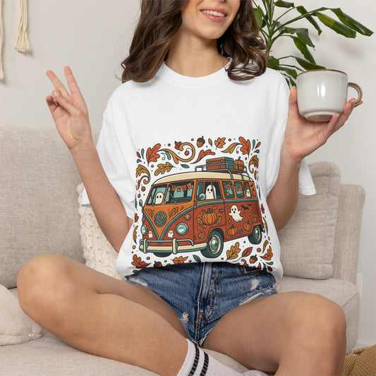 Vintage VW Bus T-Shirt — Retro Floral Camper Van Graphic