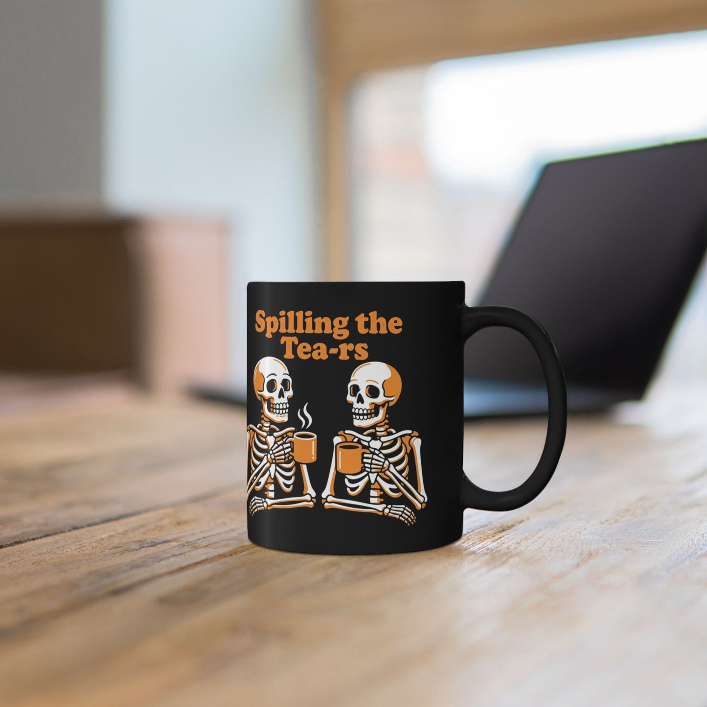 Spilling the Tea-rs Skeleton Coffee Mug — Funny Halloween Tea Mug (11oz/15oz)