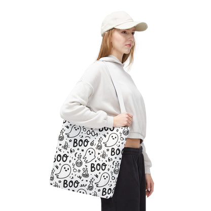 Cute Ghost Pattern Tote | Boo Doodle Halloween Tote Bag