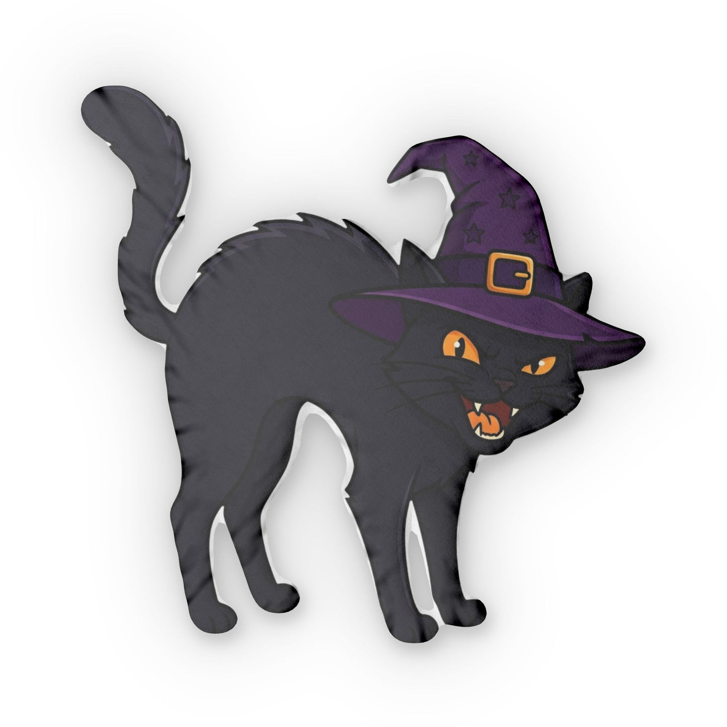 Black Witch Cat Custom Shaped Pillow | Halloween Decor, Spooky Cat Silhouette