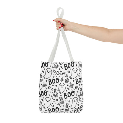 Cute Ghost Pattern Tote | Boo Doodle Halloween Tote Bag