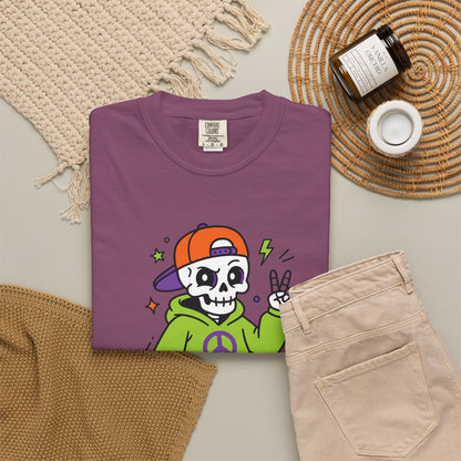 Skull Peace Hoodie T-Shirt — Cute Skull Peace Sign Graphic Tee for Teens & Streetwear