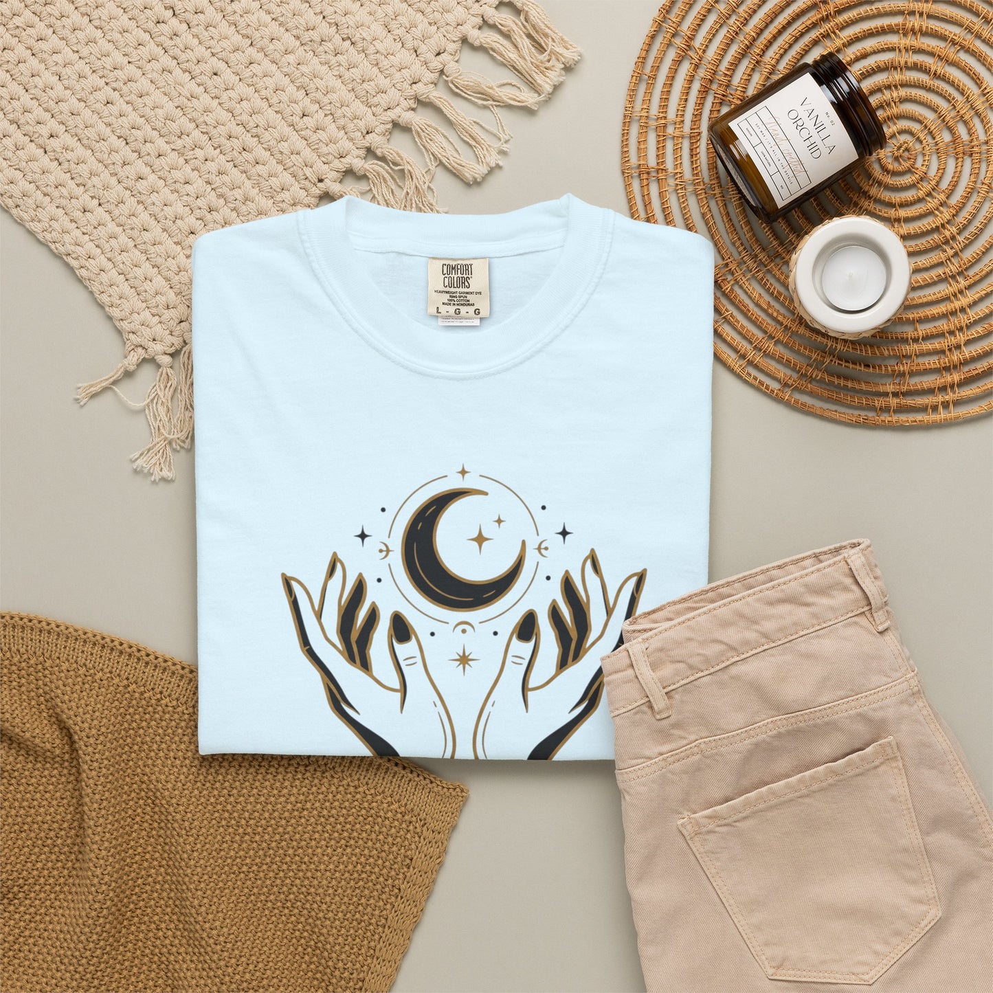 Mystic Moon Hands T-Shirt — Celestial Moon Phase Graphic Tee