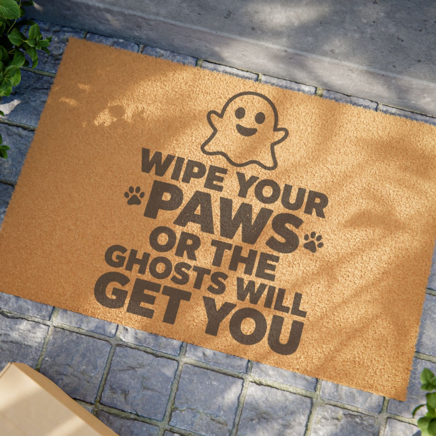 Doormat — "Wipe Your Paws or the Ghosts Will Get You" Funny Halloween Pet Welcome Mat