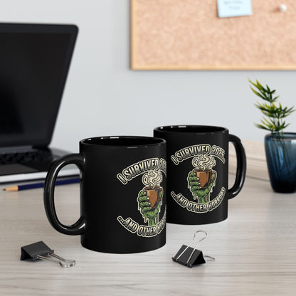 I Survived 2025... And Other Horrors Mug | Black Ceramic Mug