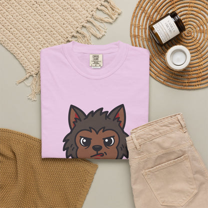 Werewolf Emoji T-Shirt — Cute Cartoon Wolf Face Graphic Tee