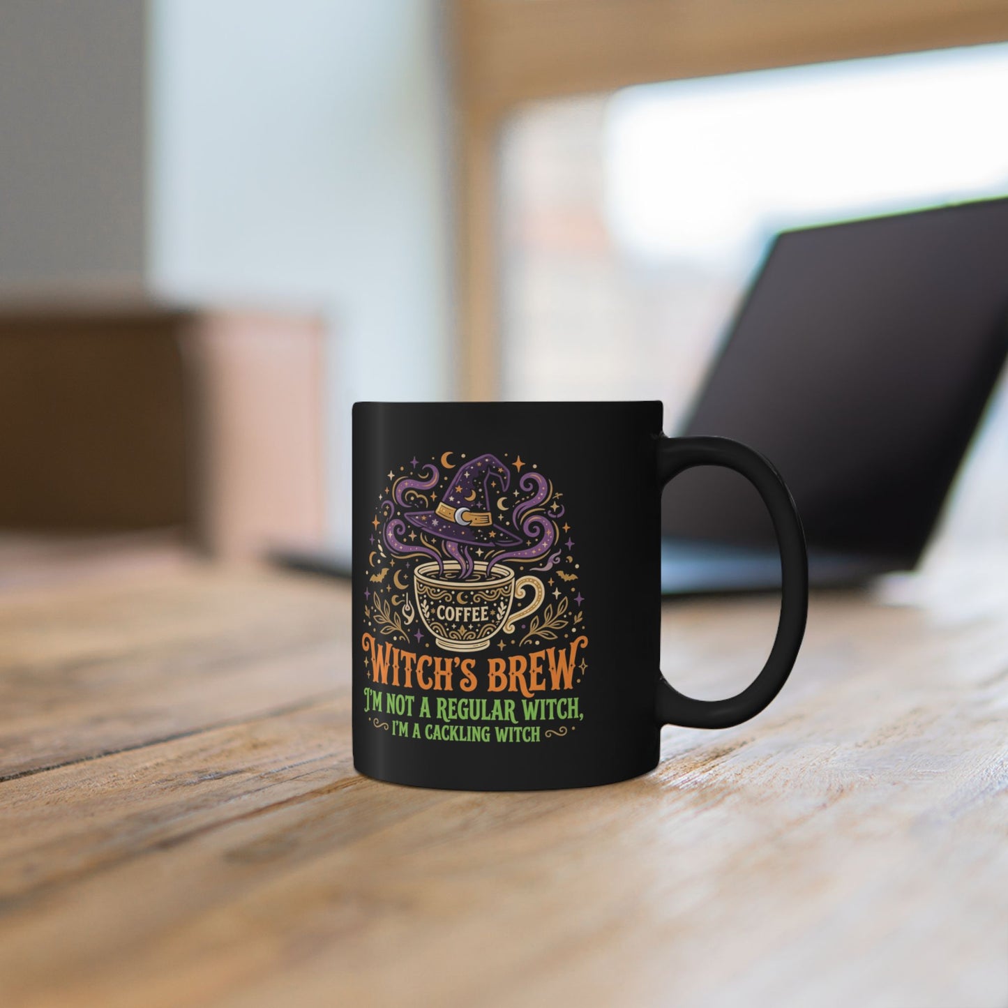 Witch's Brew Coffee Mug | Black Ceramic Halloween Witch Cup