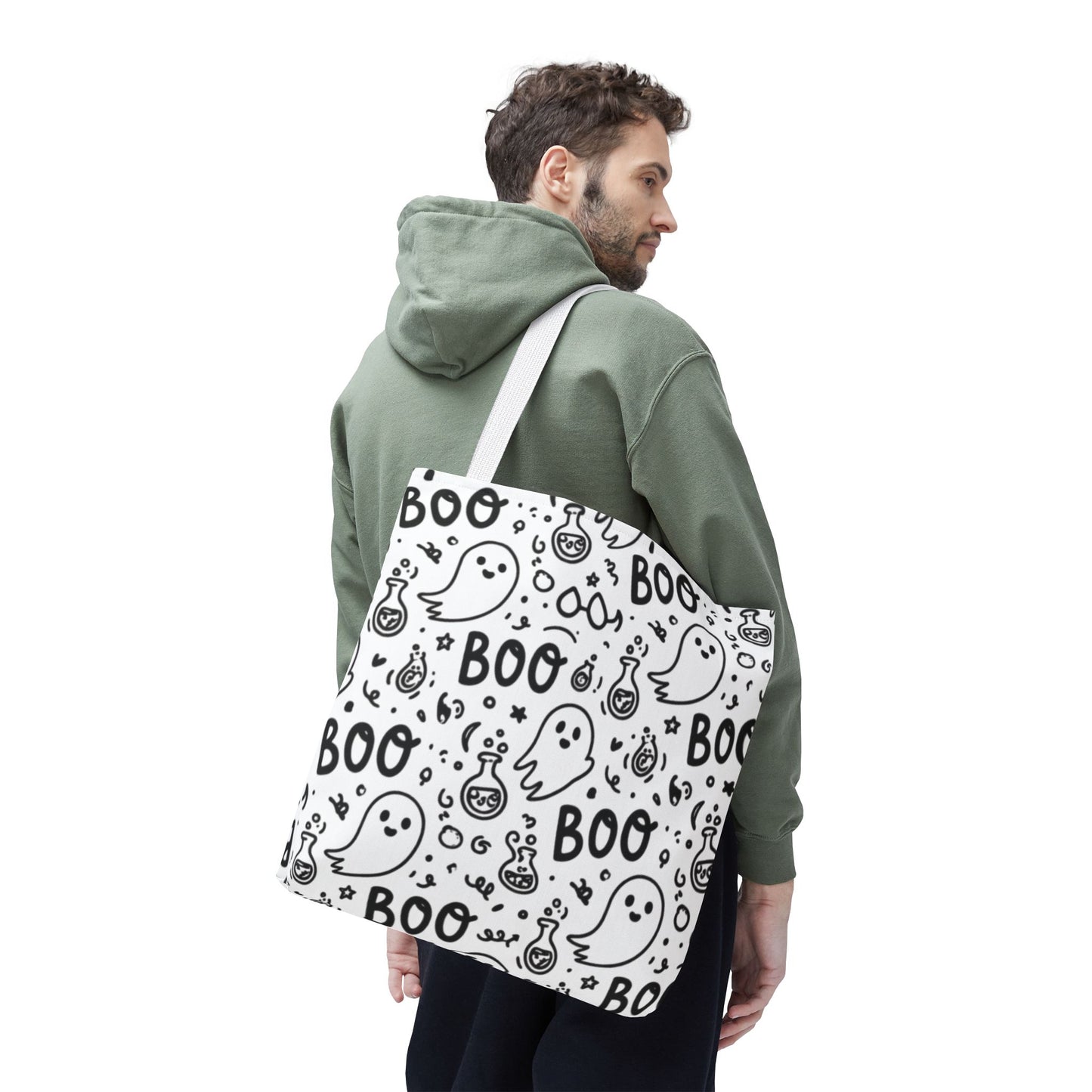 Cute Ghost Pattern Tote | Boo Doodle Halloween Tote Bag