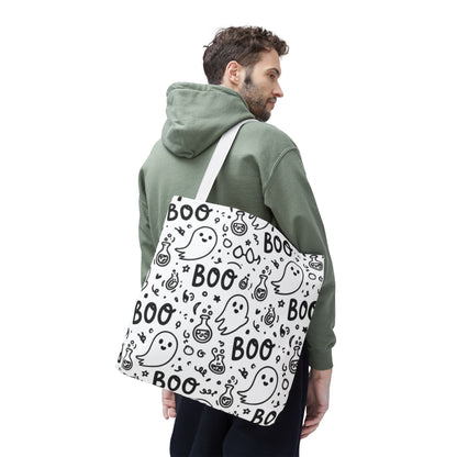Cute Ghost Pattern Tote | Boo Doodle Halloween Tote Bag
